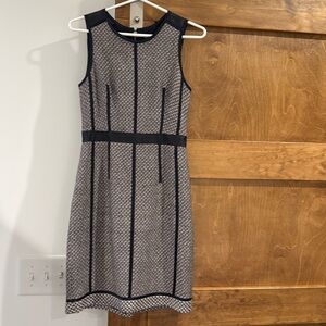 Club Monaco Jeanine Dress Sleeveless Leather Trim Women's 0 Tweed Sheath Dress